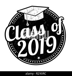 Classe de 2019 grunge rubber stamp on white, vector illustration Illustration de Vecteur