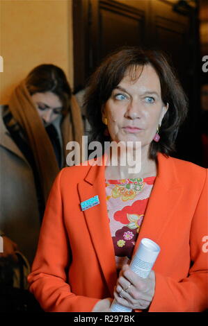 Laurence Rossignol des entretiens à la réunion de la défense des droits des femmes, Lyon, France Banque D'Images