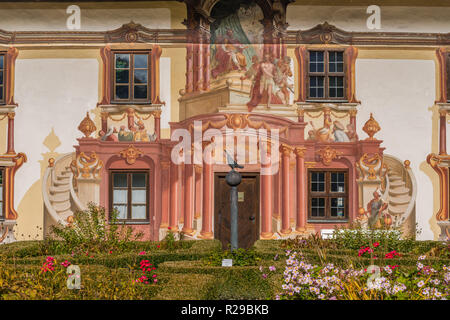 La célèbre maison de Pilate, 18e siècle, peint par Franz Seraph Zwinck, Oberammergau, SAPL Ammergau, Haute-Bavière, Bavaria, Germany, Europe Banque D'Images