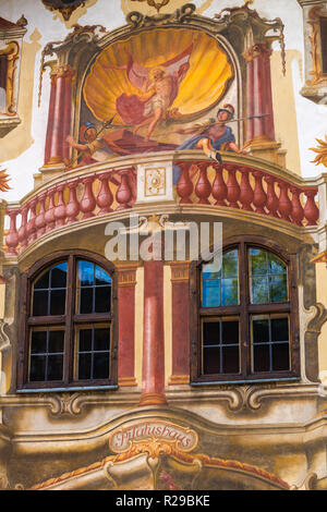La célèbre maison de Pilate, 18e siècle, peint par Franz Seraph Zwinck, Oberammergau, SAPL Ammergau, Haute-Bavière, Bavaria, Germany, Europe Banque D'Images