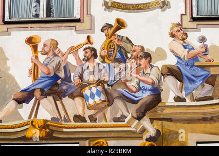 Wallpainting, Oberammergau, SAPL Ammergau, Haute-Bavière, Bavaria, Germany, Europe Banque D'Images