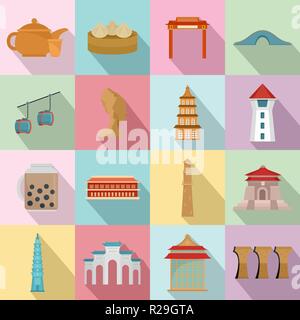 Taipei Taiwan city skyline icons set. Illustration de télévision 16 Taipei Taiwan city skyline vector icons for web Illustration de Vecteur