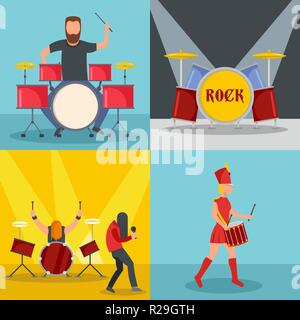 Tambour batteur musicien rock icons set. Télévision illustration de 4 tambour batteur musicien rock vector icons for web Illustration de Vecteur