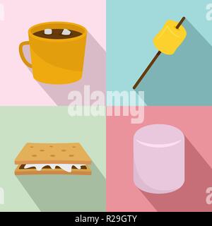 Bonbons guimauve smores icons set. Télévision illustration de 4 bonbons guimauve smores vector icons for web Illustration de Vecteur