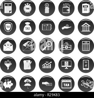 Impôts icons set. Simple illustration de taxes 25 icônes vectorielles isolé noir Illustration de Vecteur