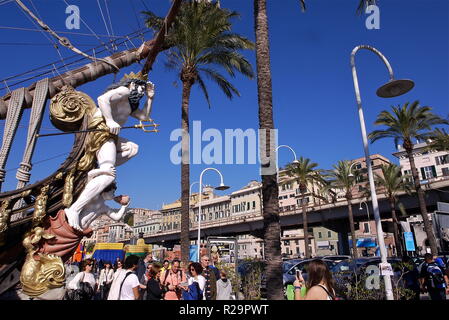 Roman Polanski's 'Pirates Des Caraïbes' galleon, Gênes, Italie Banque D'Images