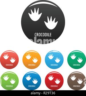 Icône de l'étape de crocodile. Simple illustration de l'étape crocodile vector icons set color isolated on white Illustration de Vecteur