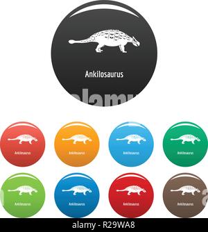 Icône d'Ankilosaurus. Simple illustration d'ankilosaurus vector icons set color isolated on white Illustration de Vecteur