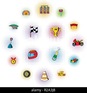 La race icons set dans un style comics isolated on white Illustration de Vecteur