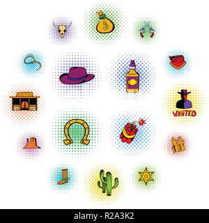 Wild West icons set dans un style pop art isolated on white Illustration de Vecteur