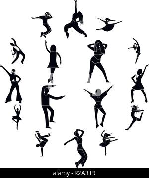 Icons set simple isolatedon danses fond blanc Illustration de Vecteur