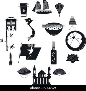 Vietnam icons set dans un style simple pour toute conception Illustration de Vecteur