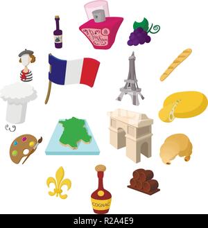 France cartoon icons set pour le web et les appareils mobiles Illustration de Vecteur