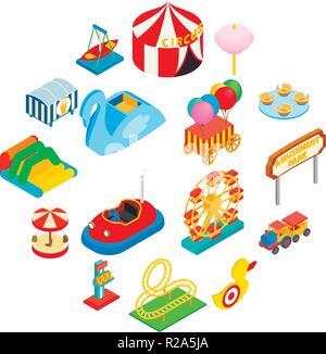 Parc d 3D isométrique icons set isolé sur fond blanc Illustration de Vecteur