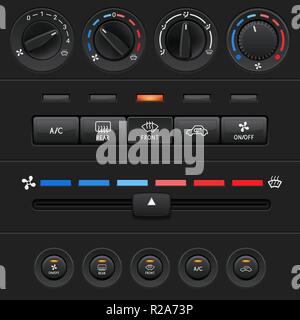 Les éléments de tableau de bord de voiture avec boutons noir et curseur level Illustration de Vecteur