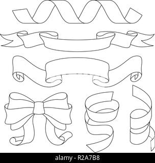 Rubans, noeuds et de décorations. Signes contour Illustration de Vecteur