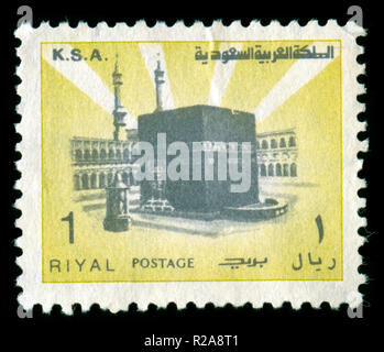 Timbre-poste de l'Arabie saoudite dans la sainte Ka'ba à La Mecque series Banque D'Images