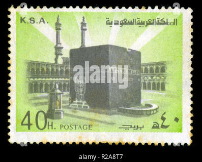 Timbre-poste de l'Arabie saoudite dans la sainte Ka'ba à La Mecque series Banque D'Images