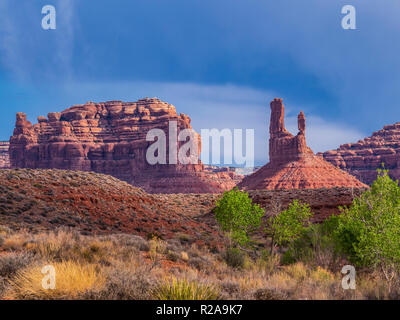 La formation, pilier de la vallée les dieux près de Bluff, Utah. Banque D'Images