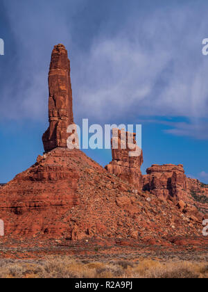 La formation, pilier de la vallée les dieux près de Bluff, Utah. Banque D'Images