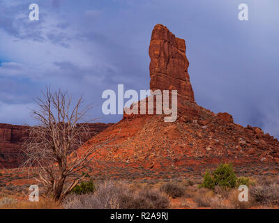 La formation, pilier de la vallée les dieux près de Bluff, Utah. Banque D'Images