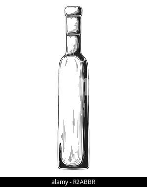 Bouteille de vin de croquis isolé sur fond blanc. Vector illustration Illustration de Vecteur
