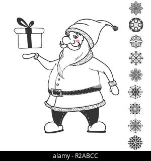 Le Père Noël est maintenant un cadeau. Jeu de Noël. Illustrations vectorielles dans un style croquis Illustration de Vecteur