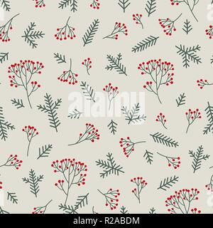 Floral motif transparent Noël. La nature de fond l'hiver. Sapin, épinette branches, de baies. Illustration de Vecteur