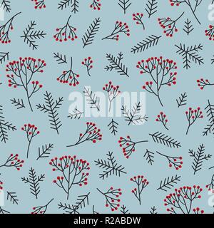 Floral motif transparent Noël. La nature de fond l'hiver. Sapin, épinette branches, de baies. Illustration de Vecteur