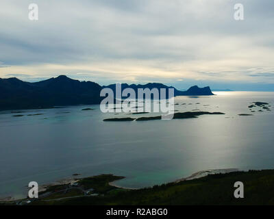 Vue aérienne de la côte de Senja, Norvège Banque D'Images