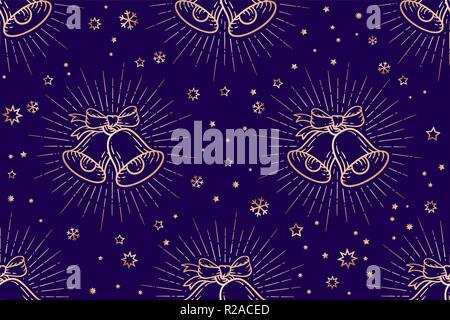 Motif de Noël. Noël sans motif, signe d'or timbre Illustration de Vecteur