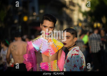Buenos Aires, Argentine. 17 novembre, 2018. Ce samedi 17 novembre, Buenos Aires a une nouvelle Gay Pride Mars, où des milliers de personnes ont exigé la reconnaissance des droits de la communauté LGBTIQ. Buenos Aires est considérée comme la capitale gay de l'Amérique latine, parce que c'est une ville ouverte et inclusive pour tous ses visiteurs. Crédit : Mario De Fina/FotoArena/Alamy Live News Banque D'Images