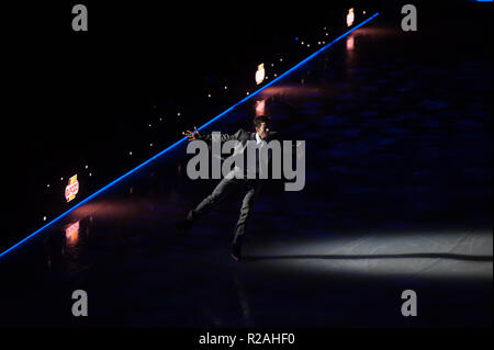 Malaga, Malaga, Espagne. 17 novembre, 2018. La patineuse artistique canadienne Jeffrey Buttle, vu l'exécution sur la glace pendant le spectacle.Révolution sur Ice tour show est un spectacle de patinage artistique sur glace avec une distribution internationale du champion du monde patineurs, dirigé par le patineur espagnol Javier FernÃ¡Méndez. Le salon propose également des spectacles musicaux et d'acrobatie. Credit : Jésus Merida/SOPA Images/ZUMA/Alamy Fil Live News Banque D'Images