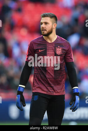 Londres, Royaume-Uni. 18 novembre 2018. Gardien de l'Angleterre Jack Butland (13) au cours de l'UEFA Ligue Nations match entre l'Angleterre et la Croatie au stade de Wembley, Londres, le dimanche 18 novembre 2018. (©MI News & Sport Ltd | Alamy Live News) Banque D'Images
