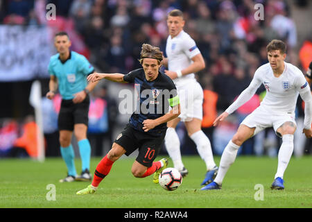 Londres, Royaume-Uni. 18 novembre 2018. Le milieu de terrain croate Luka Modric (10) au cours de l'UEFA Ligue Nations match entre l'Angleterre et la Croatie au stade de Wembley, Londres, le dimanche 18 novembre 2018. (©MI News & Sport Ltd | Alamy Live News) Banque D'Images