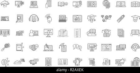 Formation E-learning icons set. Illustration de contour 50 formation E-learning vector icons for web Illustration de Vecteur