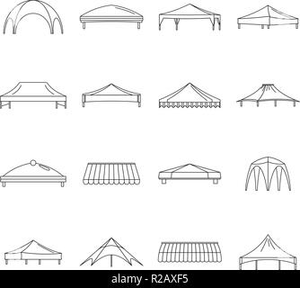 Hangar couvert surplomb icons set. Illustration de contour 16 hangar couvert surplomb vector icons for web Illustration de Vecteur