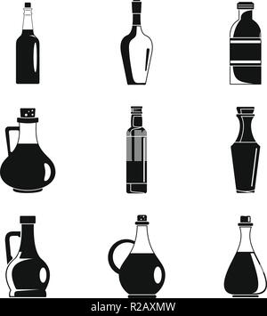 Bouteille de vinaigre icons set. Illustration simple de 9 bouteille de vinaigre et d'icônes pour site web Illustration de Vecteur