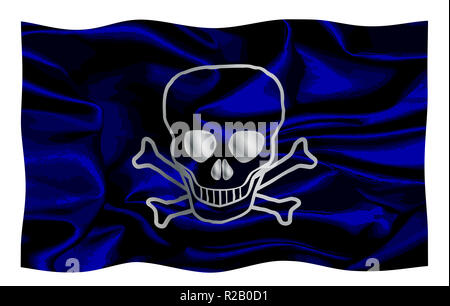 Le drapeau pirate connu sous le nom de Jolly Roger dans une brise Banque D'Images