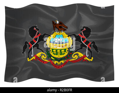 Drapeau de l'état de Pennsylvanie, USA dans le vent Banque D'Images