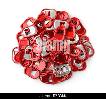 Vue de dessus du rouge peut tirer tabs isolated on white Banque D'Images