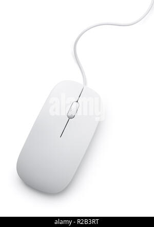 Vue du dessus de la souris d'ordinateur blanc isolated on white Banque D'Images