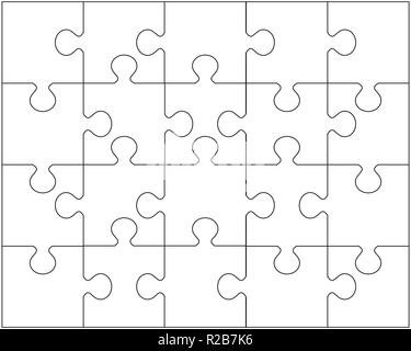Vector illustration of white puzzle, pièces séparées Banque D'Images
