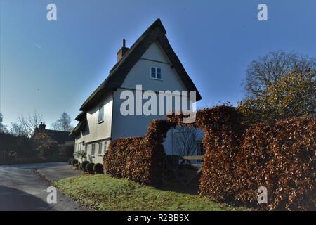 Barnham Suffolk country village en novembre sur le 100 anniversaire de la fin de la première guerre mondiale thatched house Banque D'Images
