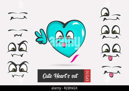 Situé face à l'émotion cartoon happy Valentines Day Illustration de Vecteur