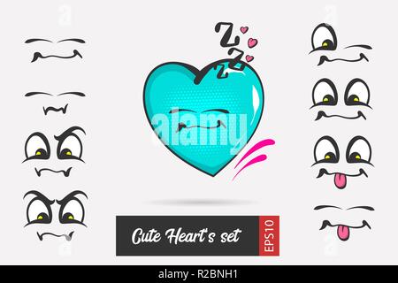 Situé face à l'émotion cartoon happy Valentines Day Illustration de Vecteur