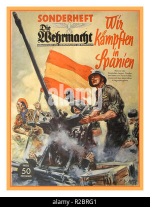 La propagande nazie Vintage WW2 1936 Die Wehrmacht. Numéro spécial. Nous nous sommes battus en Espagne Légion Condor prix de couverture 50 ppfennig Banque D'Images