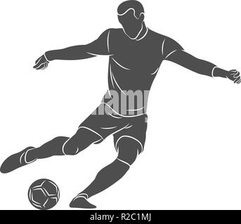 Le joueur de soccer Silhouette tir rapide une boule sur un fond blanc Illustration de Vecteur