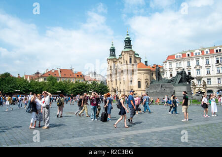 Prague/République tchèque - 20 juin 2017 : Place de la vieille ville de Prague Banque D'Images