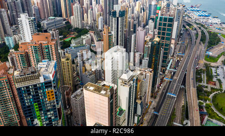 Connaught Rd, Central et neighborehoods Sheung Wan, Hong Kong Banque D'Images